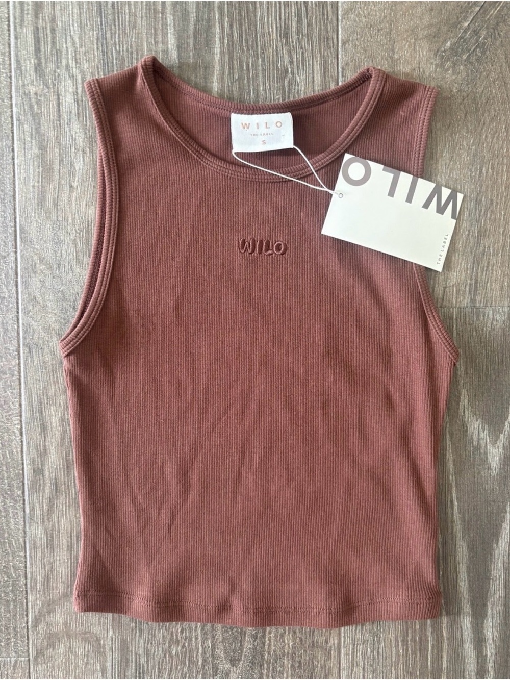 Wilo the Label Wilo Logo Rib Tank - Size Small Chocolate NEW!
